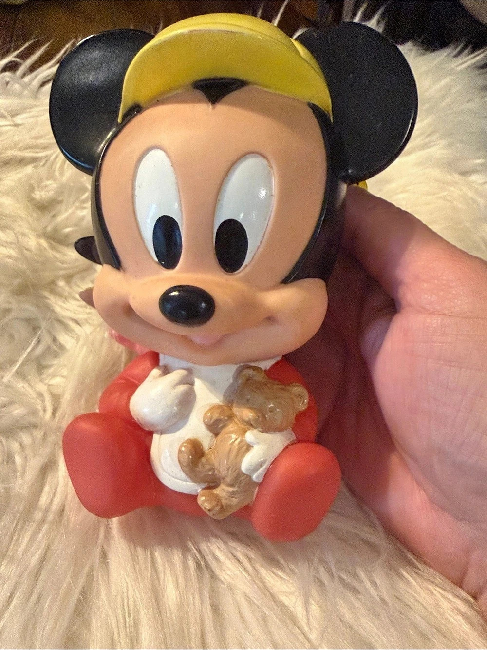 Disney Vintage Walt Disney ARCO Baby Mickey Mouse Rubber Squeak Toy Teddy Bear